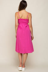 Fuchsia Scalloped Side Cutout Maternity Dress