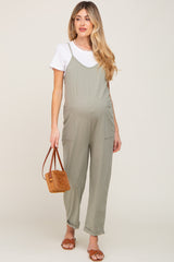 Sage Front Pocket Maternity Jumpsuit