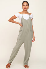 Sage Front Pocket Maternity Jumpsuit