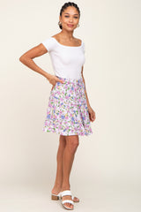 Lavender Floral Tiered Mini Skirt