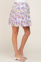 Lavender Floral Tiered Maternity Mini Skirt