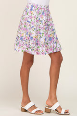 Lavender Floral Tiered Mini Skirt