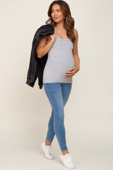 Heather Grey Ribbed Maternity Tank Top