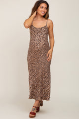 Black Animal Print Sleeveless Maternity Maxi