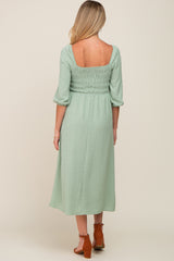 Sage Swiss Dot 3/4 Sleeve Maternity Midi Dress