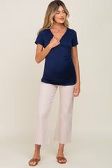 Navy Wrap Front Maternity/Nursing Top