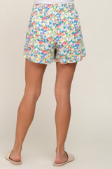 Coral Floral Ruffle Hem Maternity Shorts