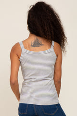 Heather Grey Striped Ribbed Tank Top