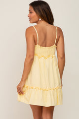 Yellow Strapless Ruffle Accent Maternity Mini Dress