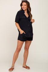 Black Button Up and Short Maternity Set