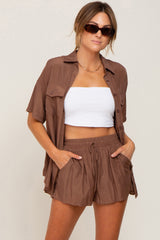 Mocha Button Up and Short Set