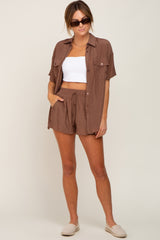 Mocha Button Up and Short Set