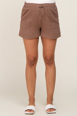 Mocha Drawstring Maternity Shorts