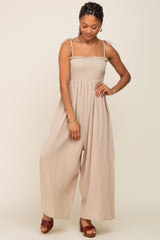 Taupe Sleeveless Cropped Jumpsuit