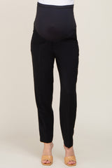 Black Cropped Maternity Dress Pants