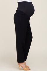 Black Cropped Maternity Dress Pants