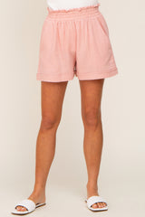 Light Pink Cotton Gauze Shorts