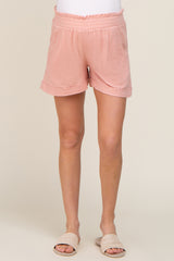 Light Pink Cotton Gauze Maternity Shorts