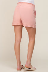 Light Pink Cotton Gauze Maternity Shorts