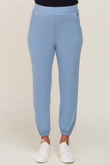 Blue Basic Pocketed Maternity Sweatpants