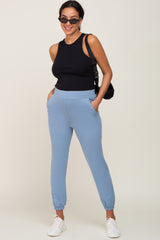 Blue Basic Pocketed Maternity Sweatpants