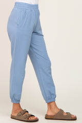 Blue Basic Pocketed Sweatpants