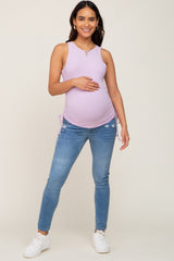 Lavender Ruched Tie Maternity Tank Top