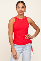 Red Ruched Tie Tank Top