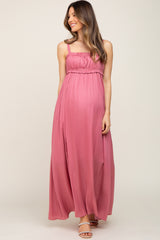 Mauve Shirred Sleeveless Maternity Maxi Dress