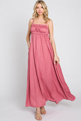 Mauve Shirred Sleeveless Maternity Maxi Dress