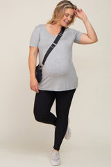 Black Ribbed Maternity Plus Active Leggings