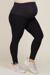 Black Ribbed Maternity Plus Active Leggings