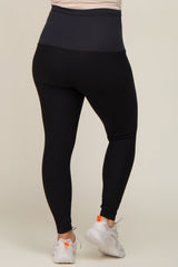 Black Ribbed Maternity Plus Active Leggings