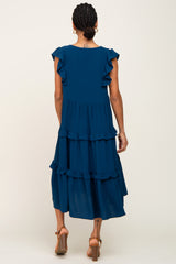 Navy Sleeveless Ruffle Tiered Dress