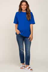 Royal Blue Oversized Basic Maternity Tee