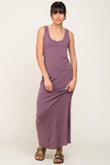 Mauve Basic Sleeveless Maternity Maxi Dress