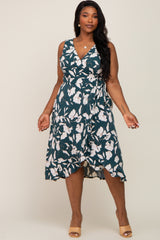 Green Floral Hi-Low Dress