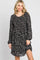 Black Floral Smocked Long Sleeve Dress