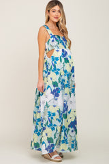 Mint Green Floral Cut Out Maternity Maxi Dress