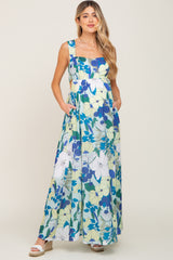 Mint Green Floral Cut Out Maternity Maxi Dress