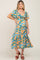 Multi-Color Floral Wrap Front Cutout Back Maternity Midi Dress