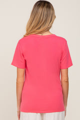 Pink Basic Front Pocket Maternity T-Shirt