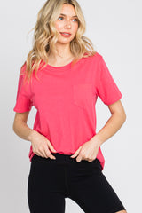 Pink Basic Front Pocket Maternity T-Shirt