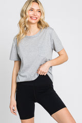 Heather Grey Basic Front Pocket Maternity T-Shirt