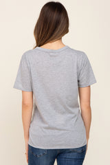 Heather Grey Basic Front Pocket Maternity T-Shirt