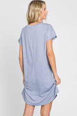 Blue Heathered Pocketed Dress