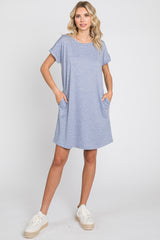 Blue Heathered Pocketed Dress