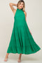 Green Tiered High Neck Maternity Maxi Dress