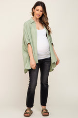 Mint Green Plaid Maternity Button Down Blouse