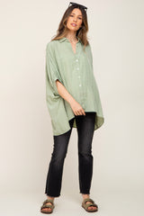 Mint Green Plaid Maternity Button Down Blouse